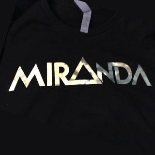 MIRANDA gold foil womens medium black T shirt